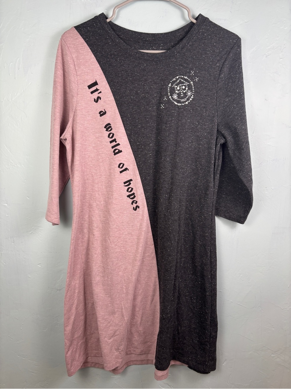 Disney Parks Small World Pink and Charcoal Colorblock Tunic T-Shirt Dress